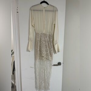 Alessandra Rich Silk long sleeve lace maxi dress/evening gown Size 38